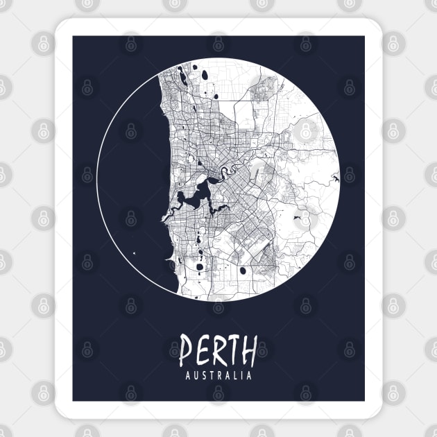 Perth, Australia City Map - Full Moon Magnet by deMAP Studio